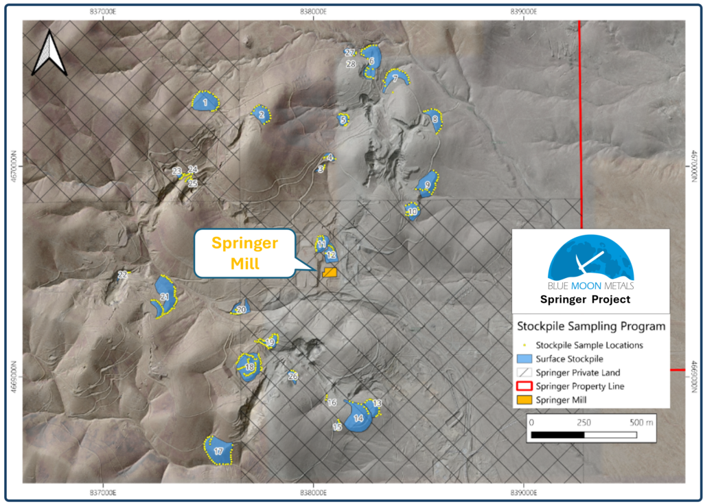 Figure 3 Identified Stockpiles (28 Total) With Corresponding Samples (499) At Springer